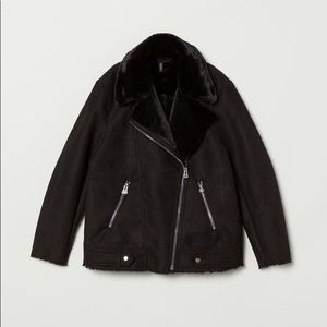 H&M Faux Fur-Lined Biker Jacket